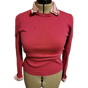 🔖👉The Limited 🔥 Hot Pink Collared Long Sleeve Top Sz L Y2k